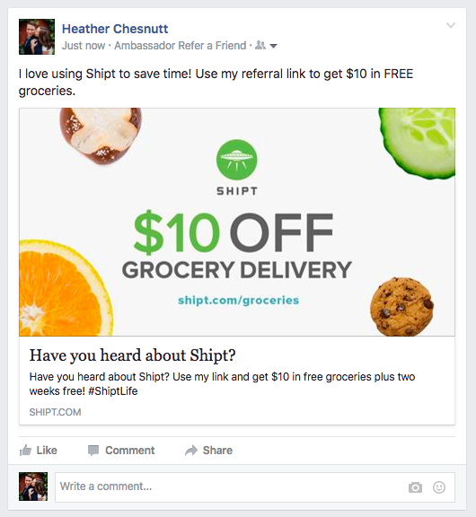 referral marketing examples shipt