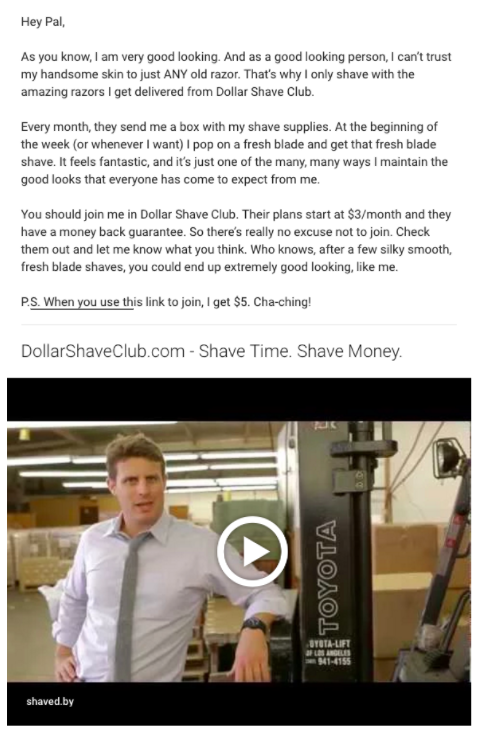 referral marketing examples dollar shave club